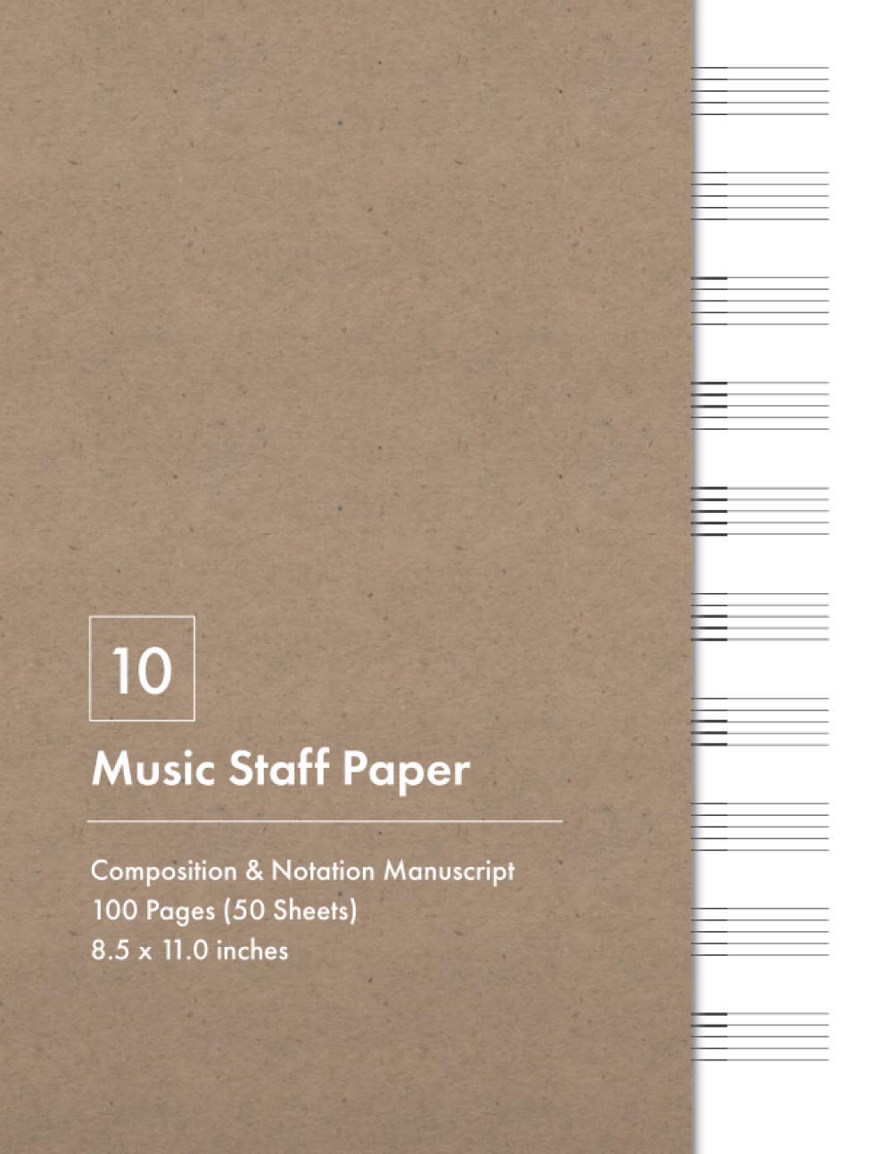 Standard 10 Music Staff Paper Notebook Kraft Paper Effect Cover