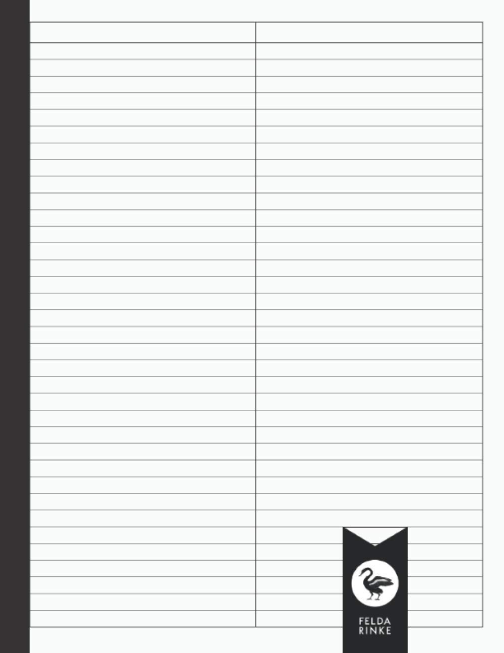 2 Column Notebook Medium Ruled 2 Column Template 8.5" x 11" 110