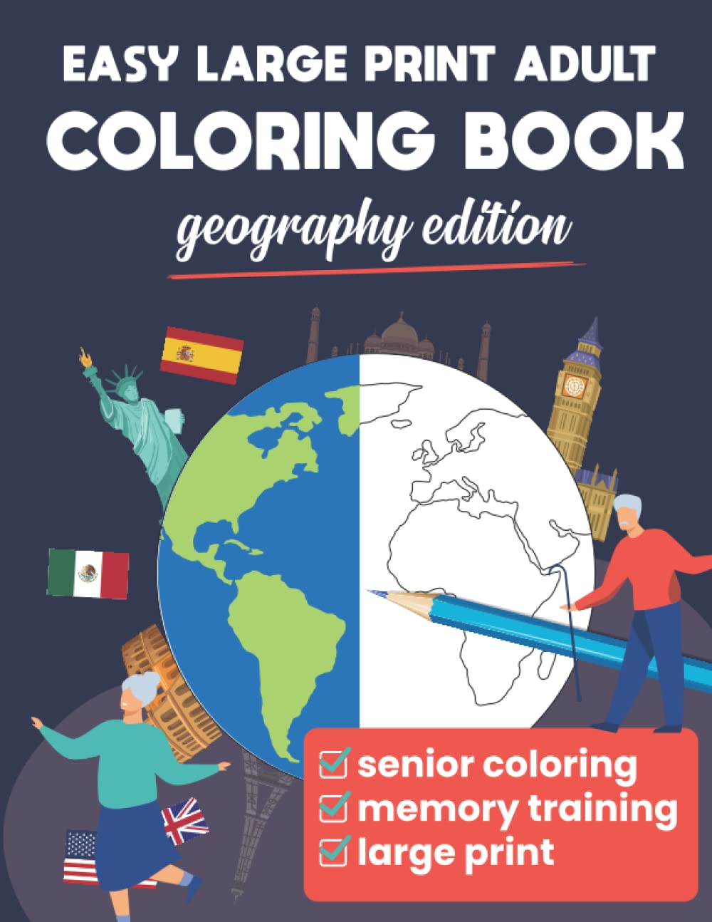 Easy large print adult coloring book. Made for Dementia and Alzheimer's ...