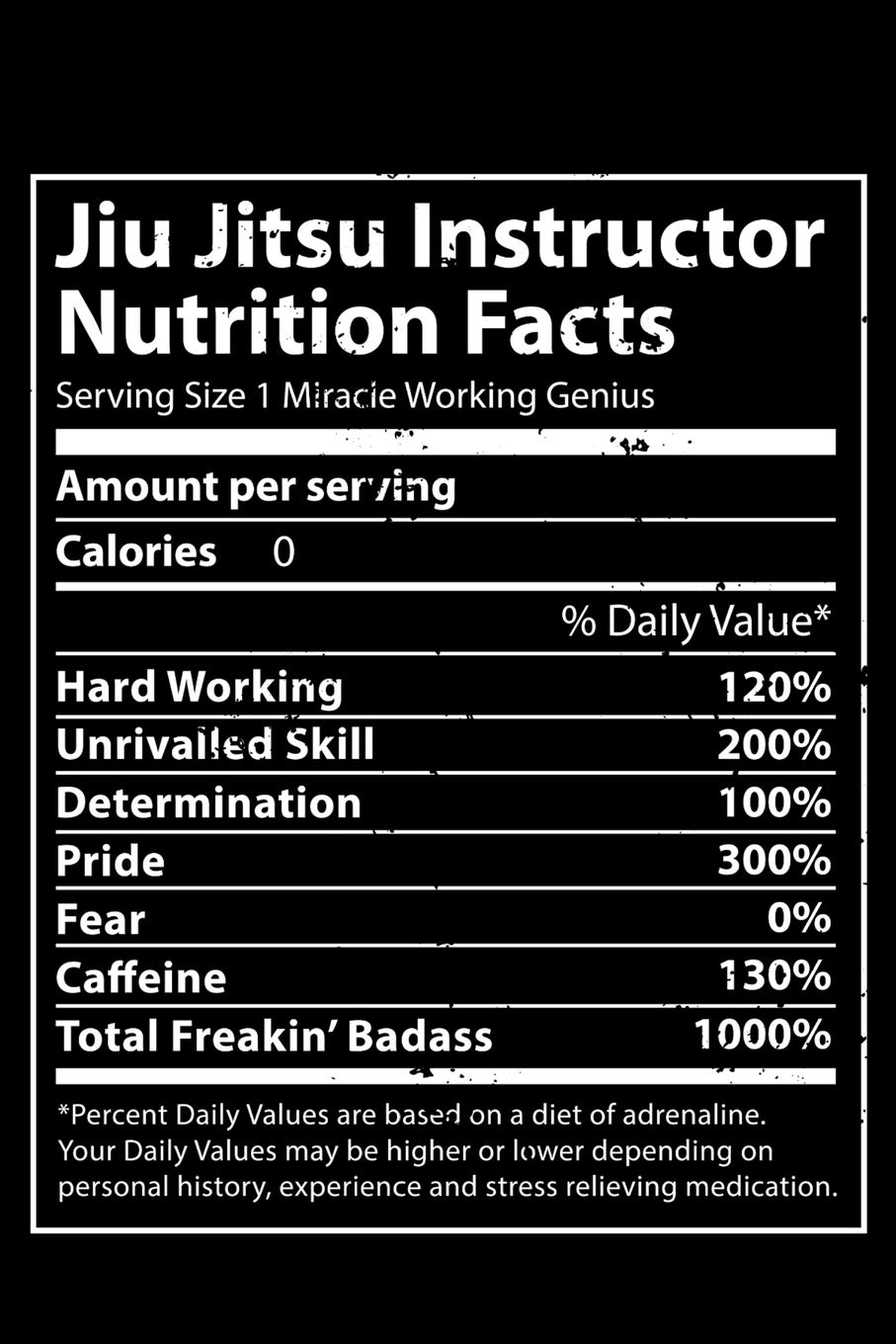 Jiu Jitsu Instructor Nutrition Facts 6x9 150 Page CollegeRuled