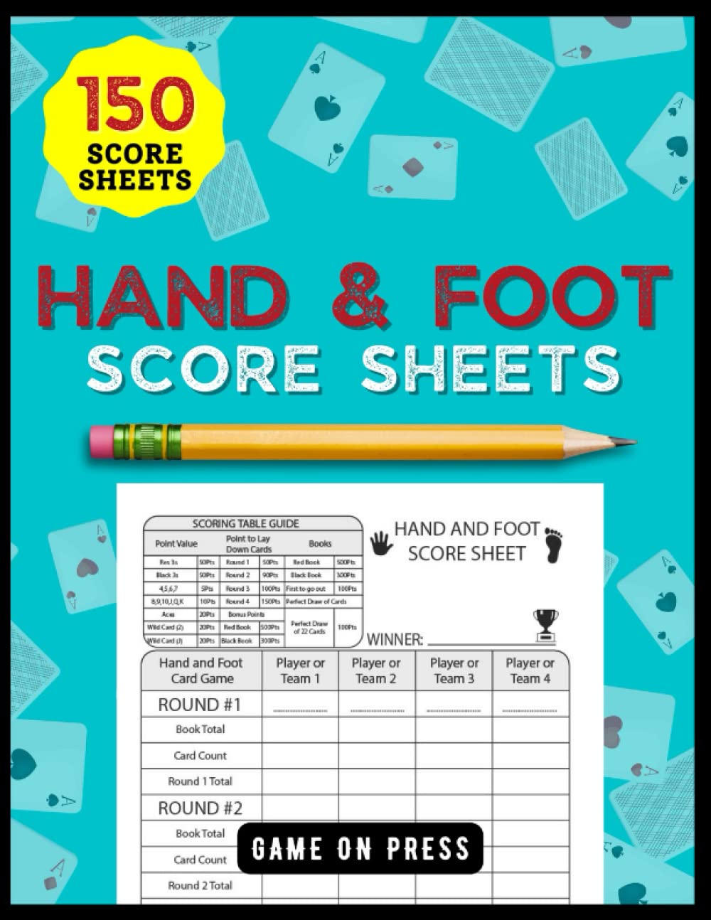Hand And Foot Score Sheets 150 Large Hand and Foot Card Game Score