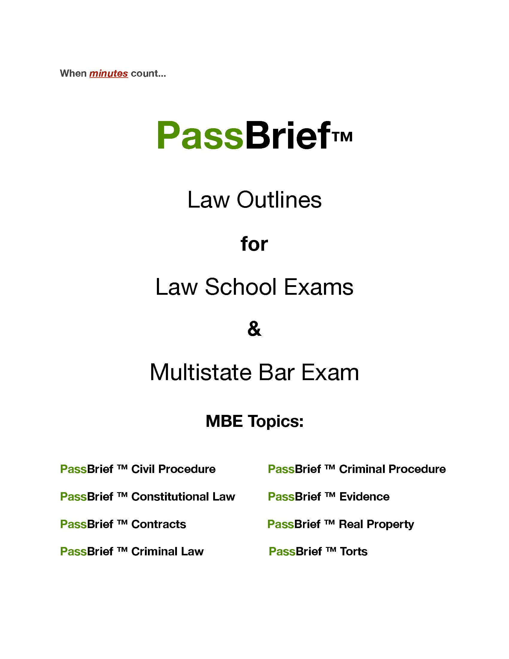 PassBrief Law Outlines for Law School Exams and Multistate Bar Exam