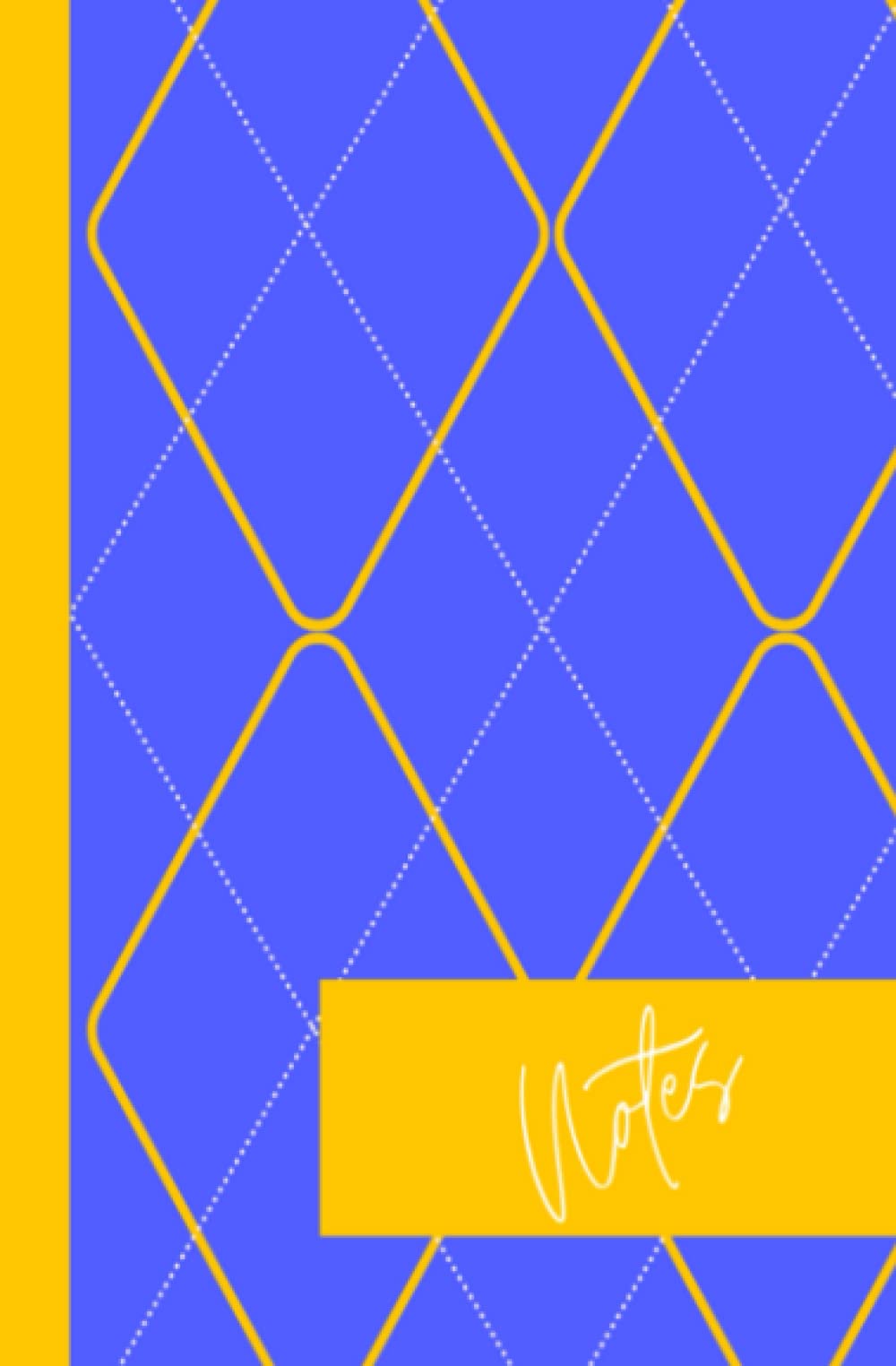 Blue and Yellow Argyle 5.25 x 8 Notebook 100 Wide Ruled Pages Great