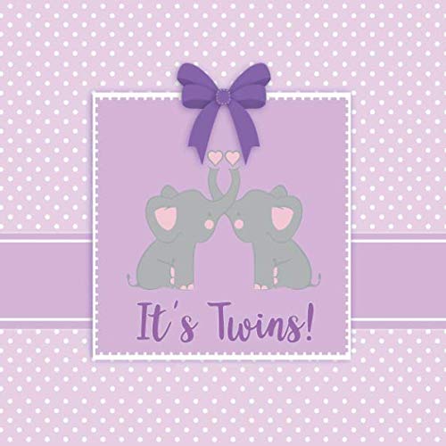 It's Twins! Lavender Elephant Twins Baby Shower Guest Book with Gift