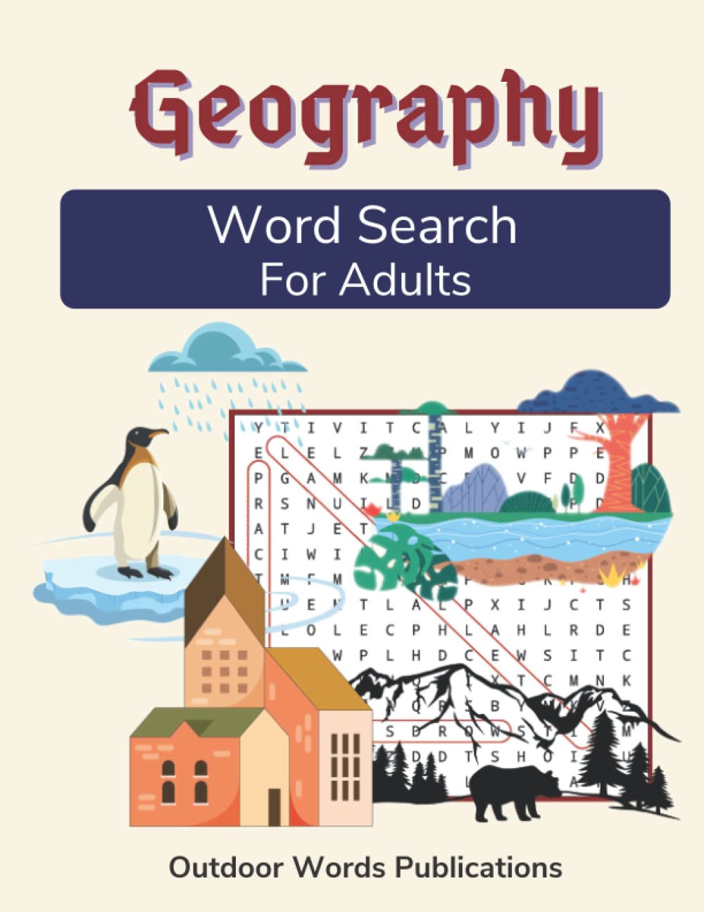 Geography Word Search For Adults Challenging Puzzle Book in Large