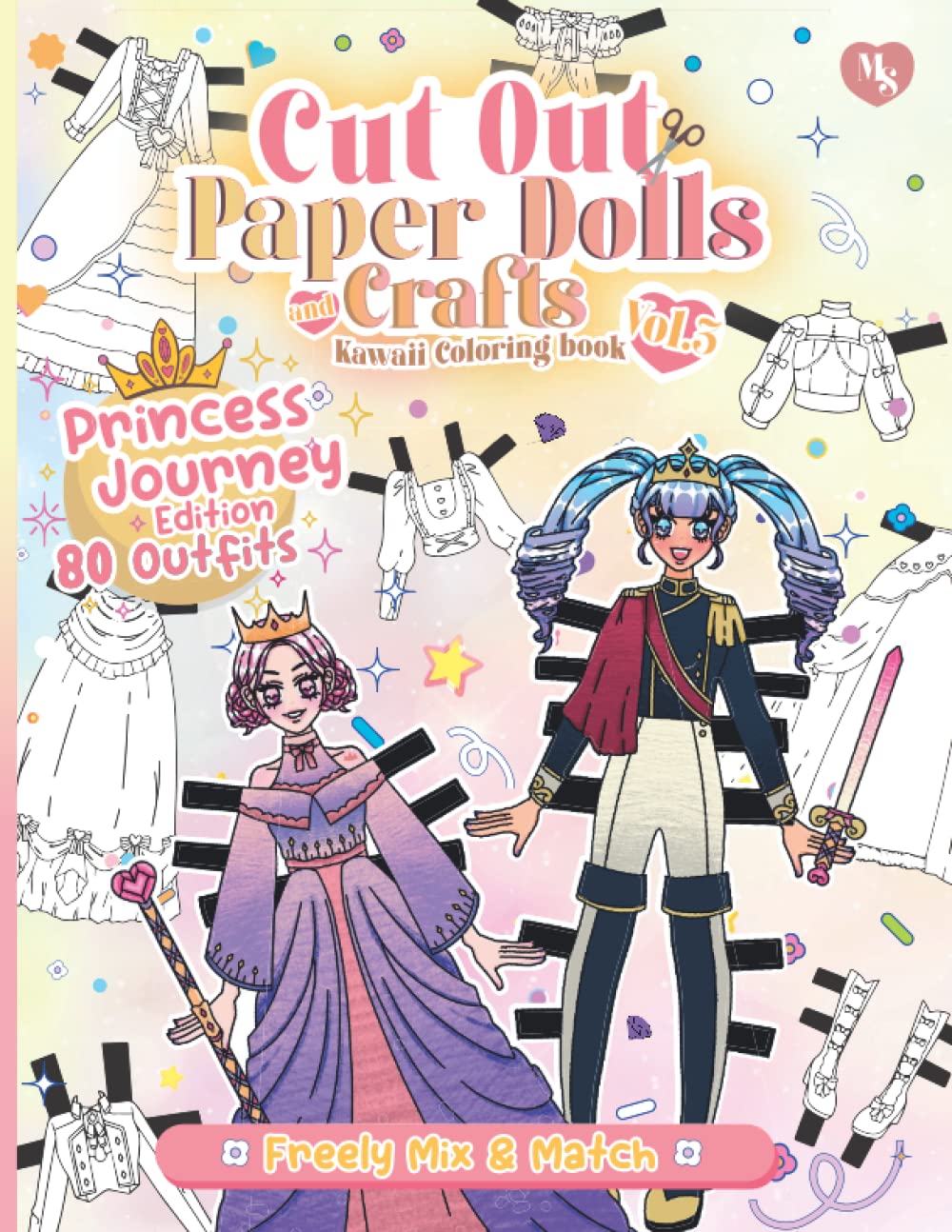 Cut out Paper Dolls and Crafts Kawaii Coloring Book: Princess Journey ...