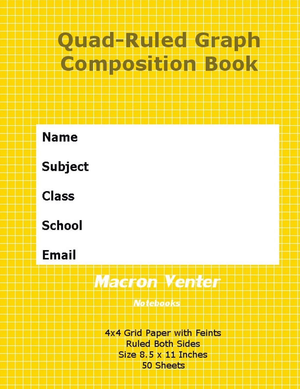 QuadRuled Graph Composition Notebook [4x4 grid] 4 squares per inch