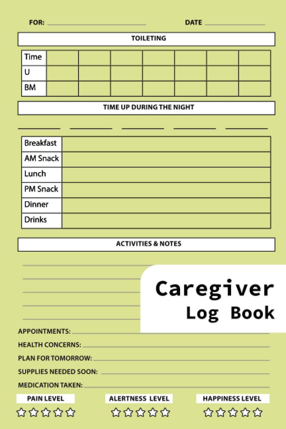 Caregiver Log Book Daily Caregiver Organizer To Record Care, Medication And Notes by mr antar