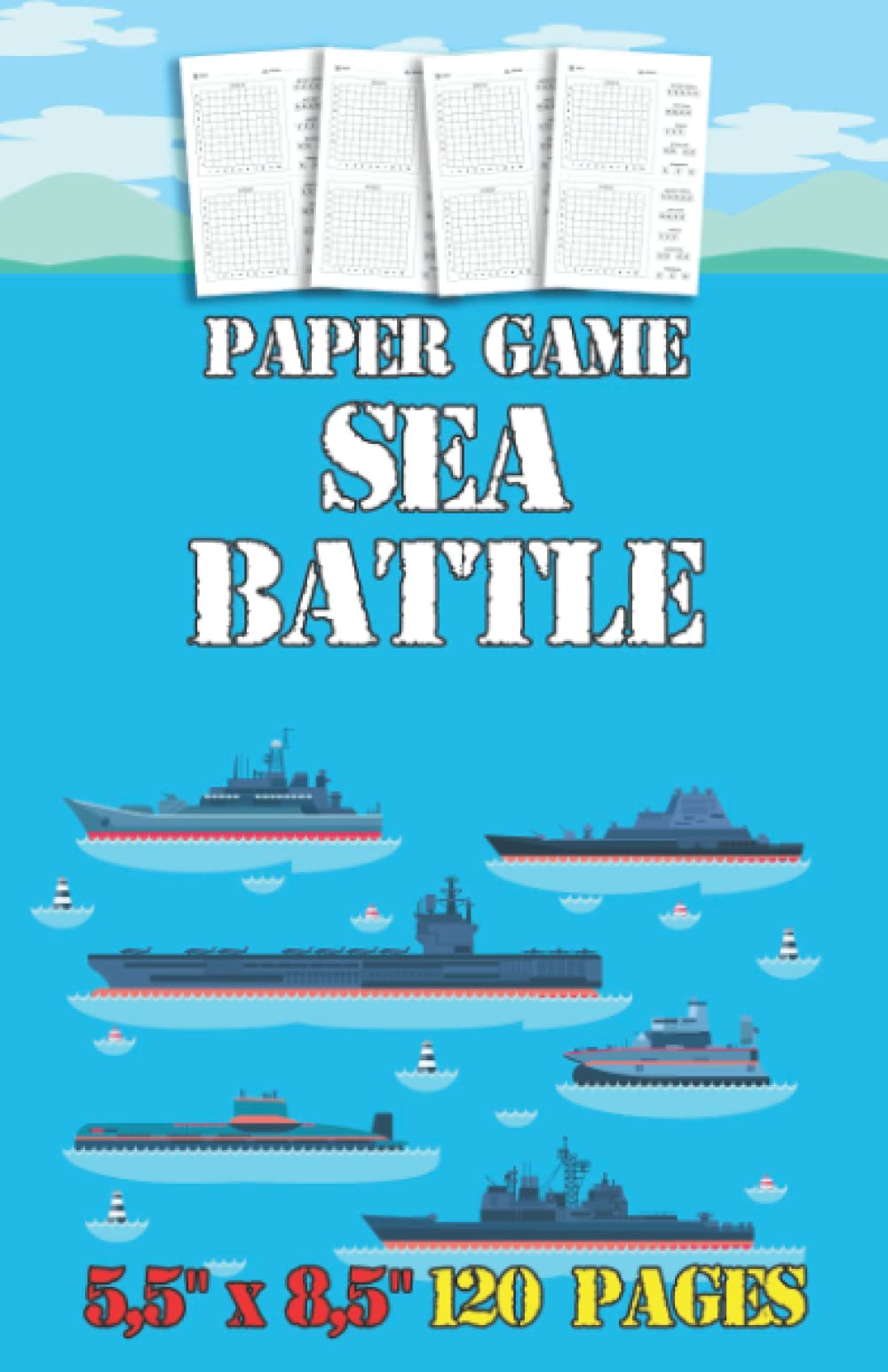 Paper Game Sea Battle 120 pages 5,5 x 8,5 inches Battleship Paper Game