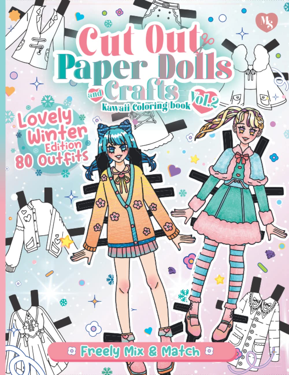 Cut out Paper Dolls and Crafts Kawaii Coloring Book: Lovely Winter ...