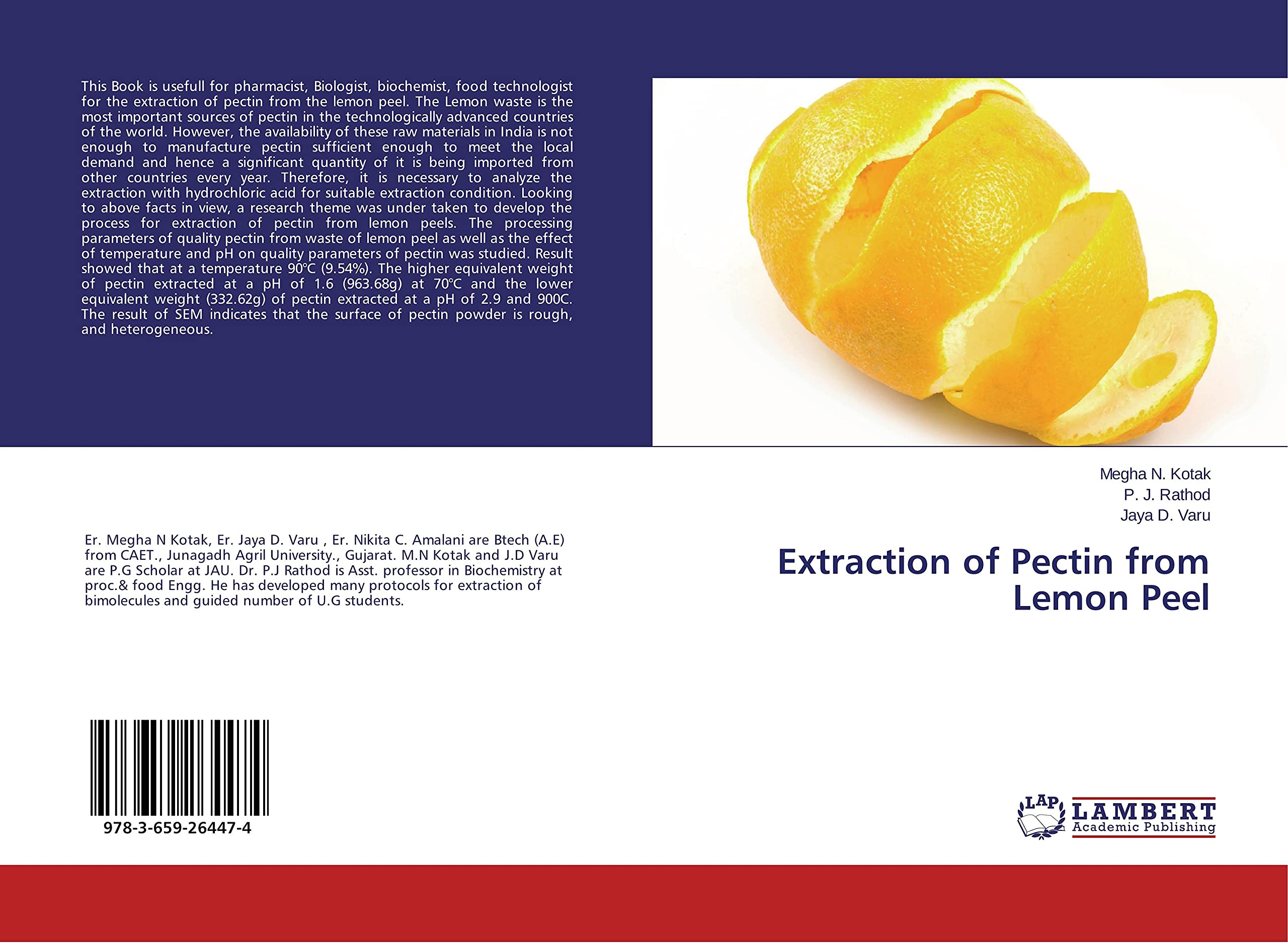 Extraction of Pectin from Lemon Peel by Megha N. Kotak Goodreads