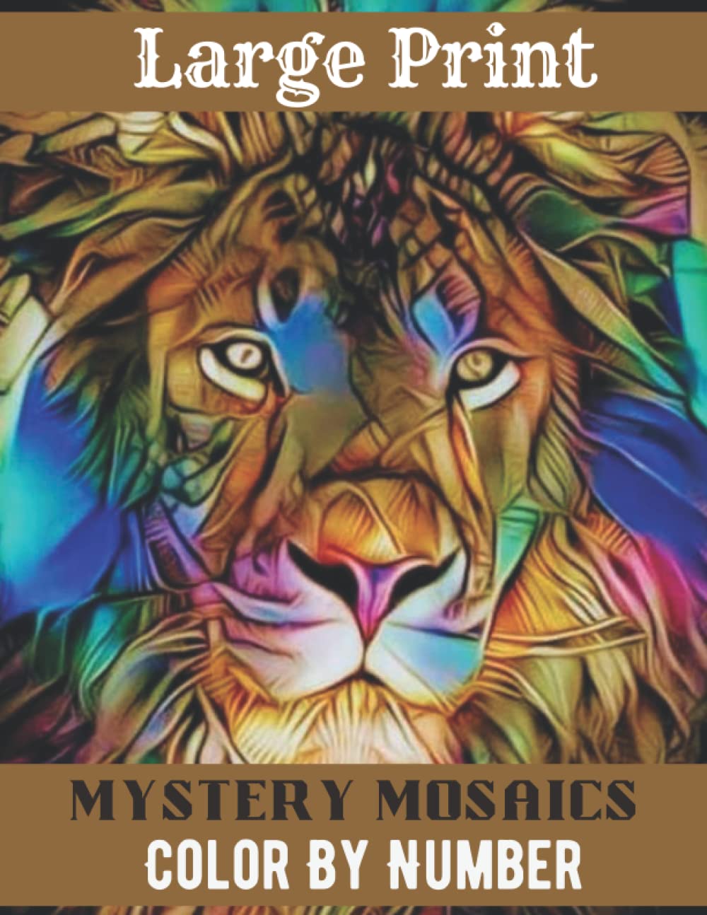 Large print mystery mosaics color by number dogs wild animals pixel
