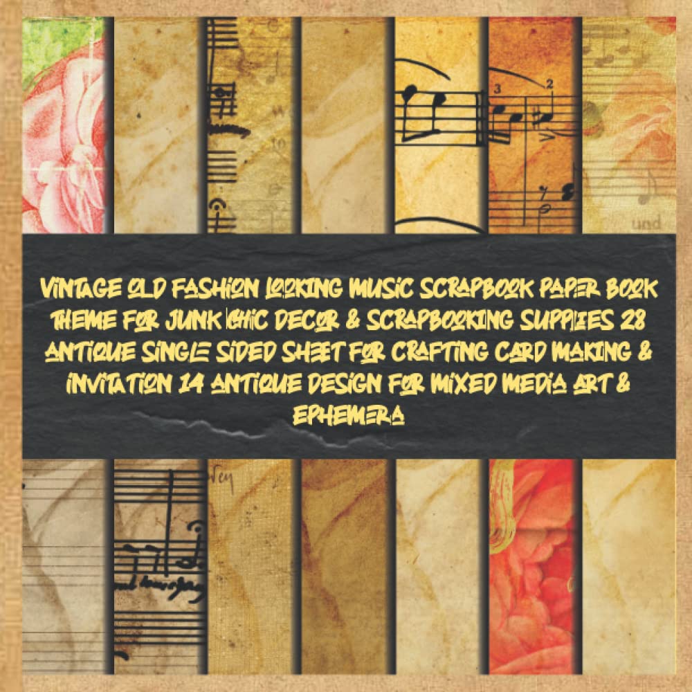 Vintage old fashion looking music scrapbook paper book theme for junk ...