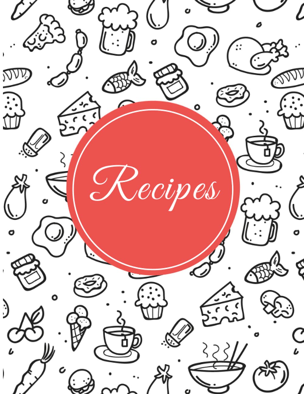 TEAL PETAL BLANK RECIPE BOOK Cute Blank Recipe Book 8.5" x 11" To