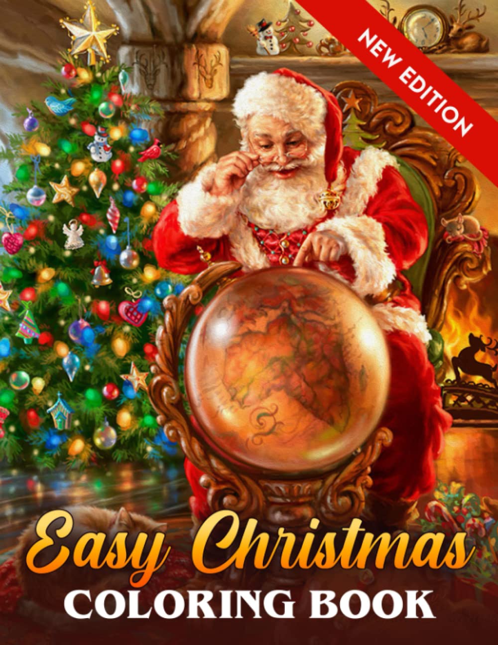 Easy Christmas Coloring Book: A Large Print Christmas Coloring Book For Kids 4-8, 8-12, 9-12, 8 ...