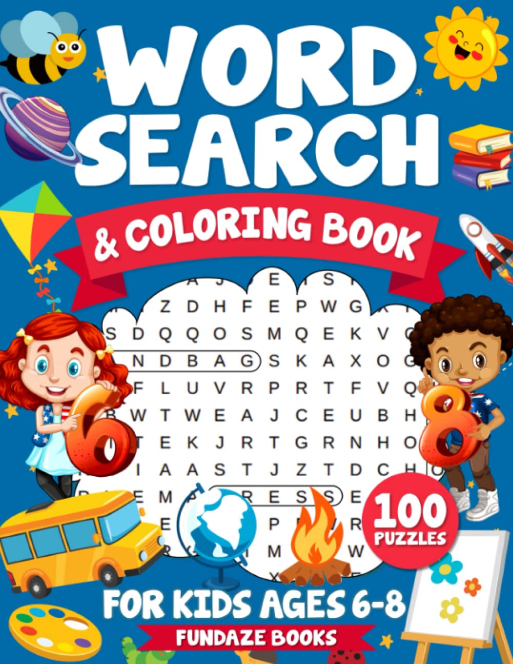 Word Search & Coloring Book for Kids Ages 6-8: 100 Puzzles – Add Your ...