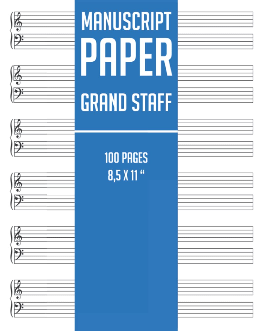 Manuscript Paper Grand Staff Music Stave Notebook 12 wide staves per