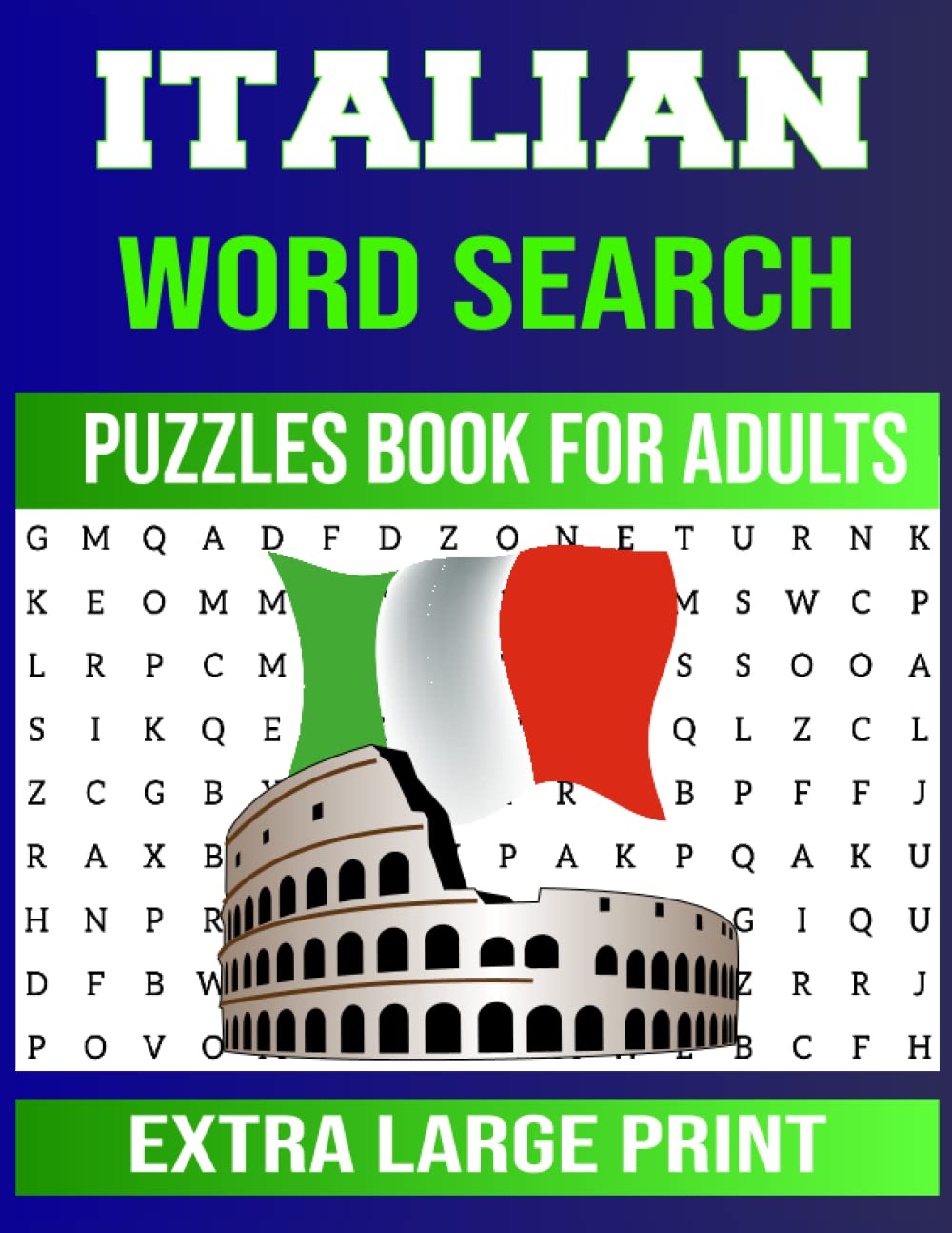 Italian Word Search Large Print: Amazing Puzzles Brain book For Adults ...
