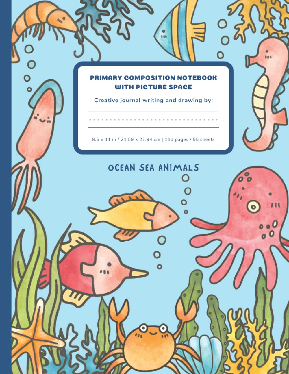 Primary Composition Notebook with Picture Space Ocean Sea Animals