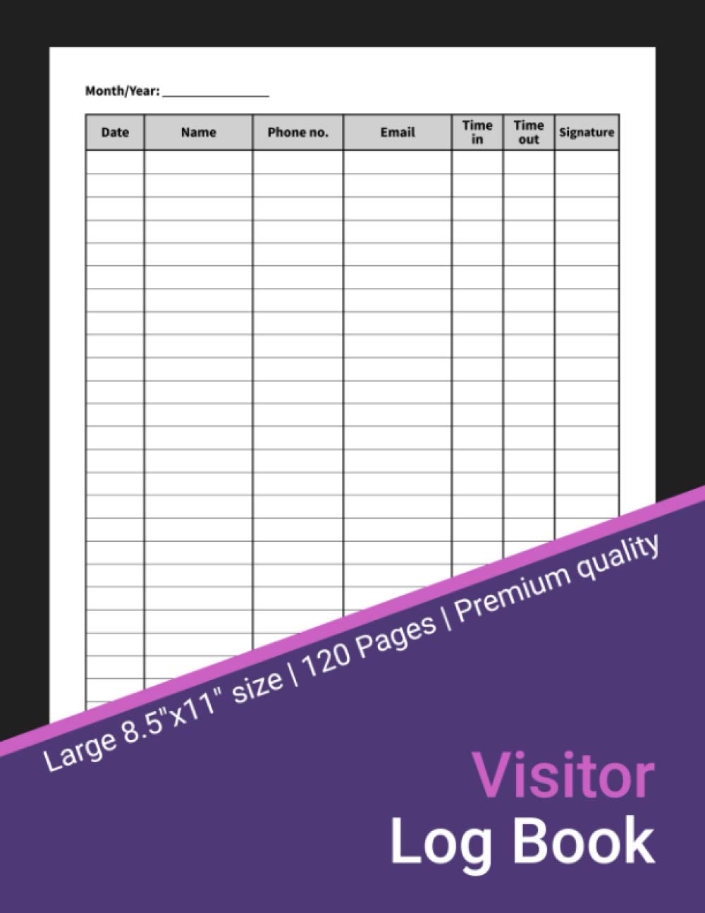 Visitor Log Book Sign In and Out Book for Business, Office, Hotels and
