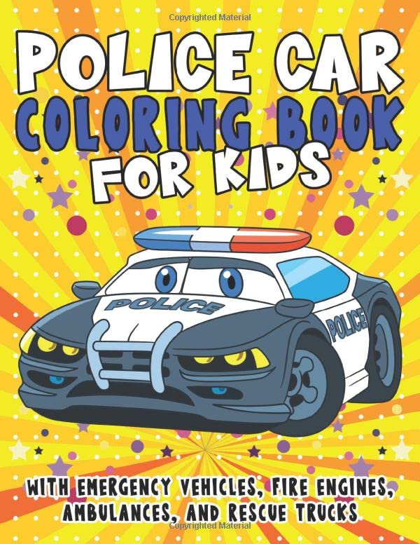 Police Car Coloring Book For Kids With Emergency Vehicles, Fire