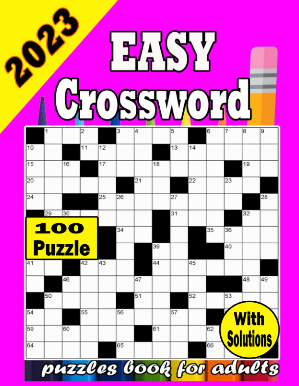 2023 easy crosswords puzzles book for adults Large Print Easy to
