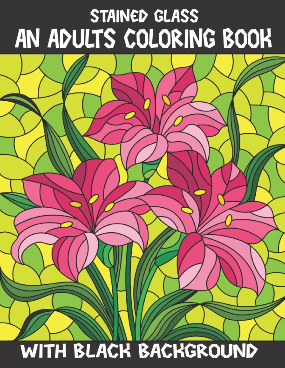 Stained Glass An Adults Coloring Book With BLACK BACKGROUND: Stained