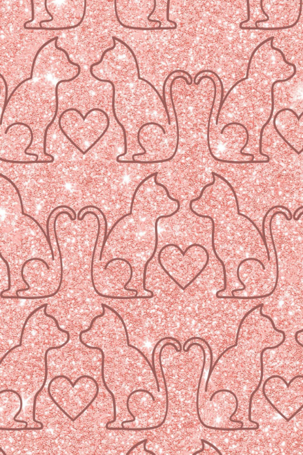 Notebook Sparkle Cute Pink Glitter Cats 6x9 200 Lined College Ruled