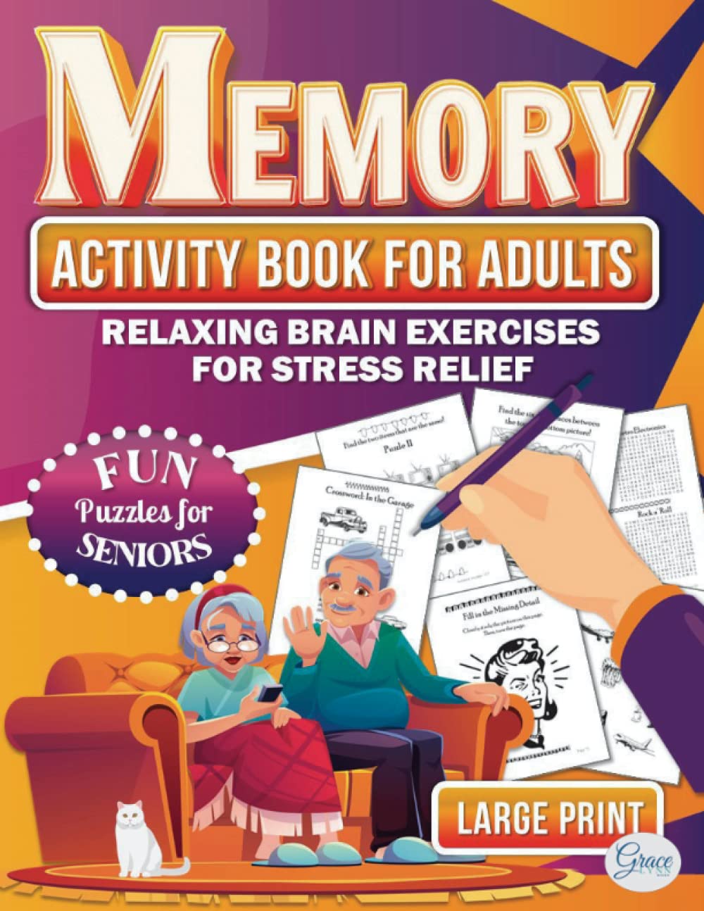 Memory Activity Book for Adults Variety of Relaxing Stress Relief
