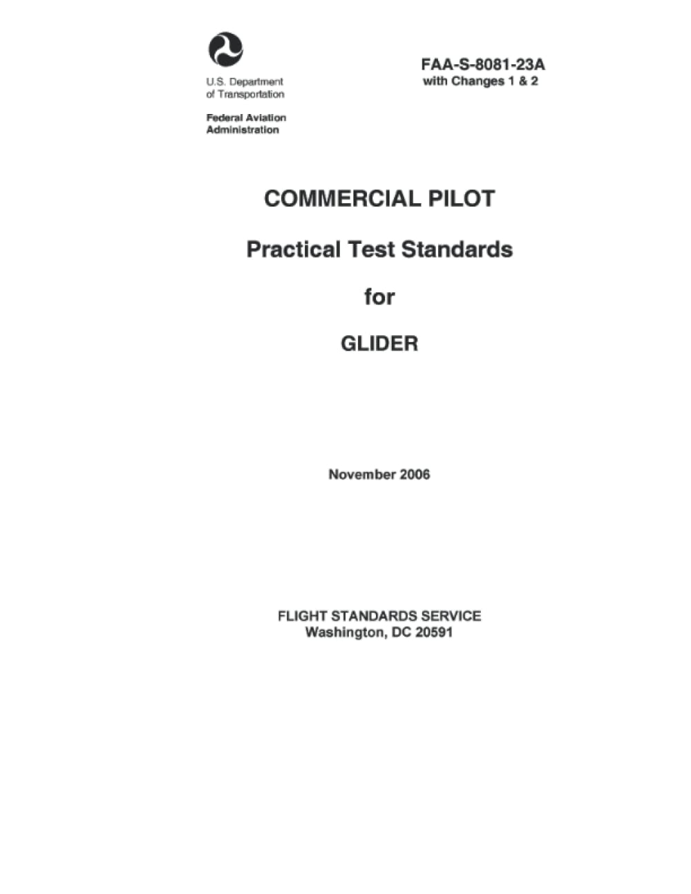 FAAS808123A COMMERCIAL PILOT Practical Test Standards for GLIDER by