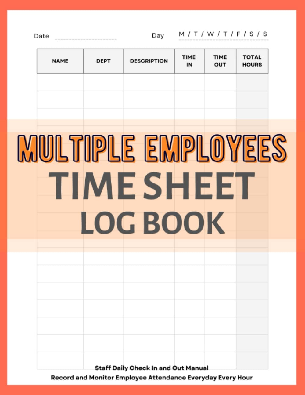 Multiple Employees Time Sheet Log Book Staff Daily Check in and Out