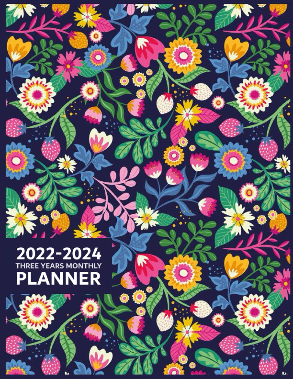 2022 2024 Three Years Monthly Planner Pretty Flowers Monthly Planner