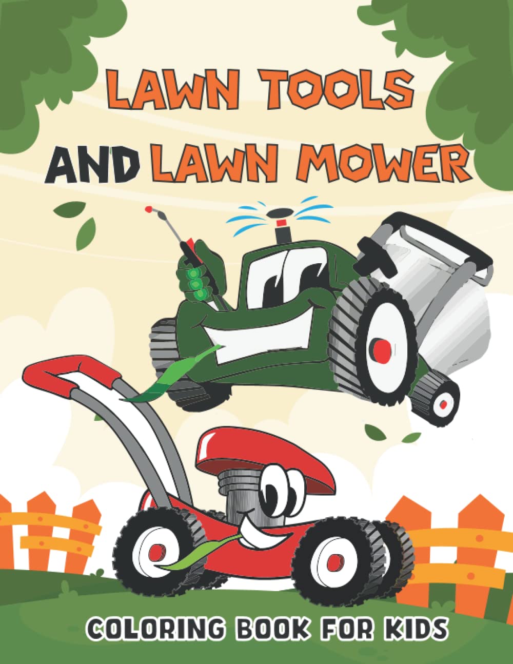lawn tools and lawn mower coloring book for kids Perfect Gift For Boys