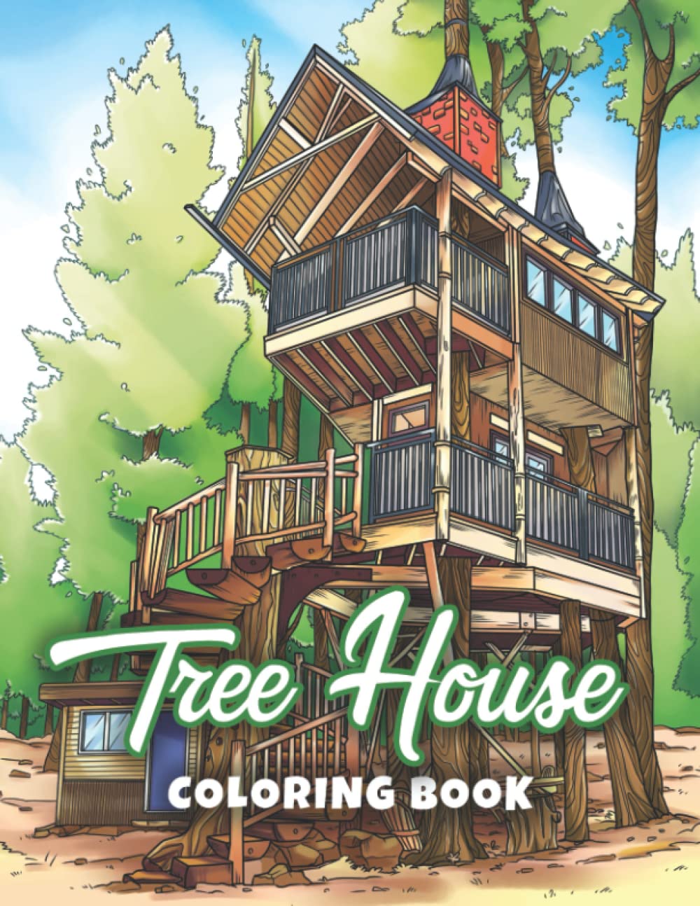 Tree House Coloring Book Treehouse Vacation Home and Cabin Building