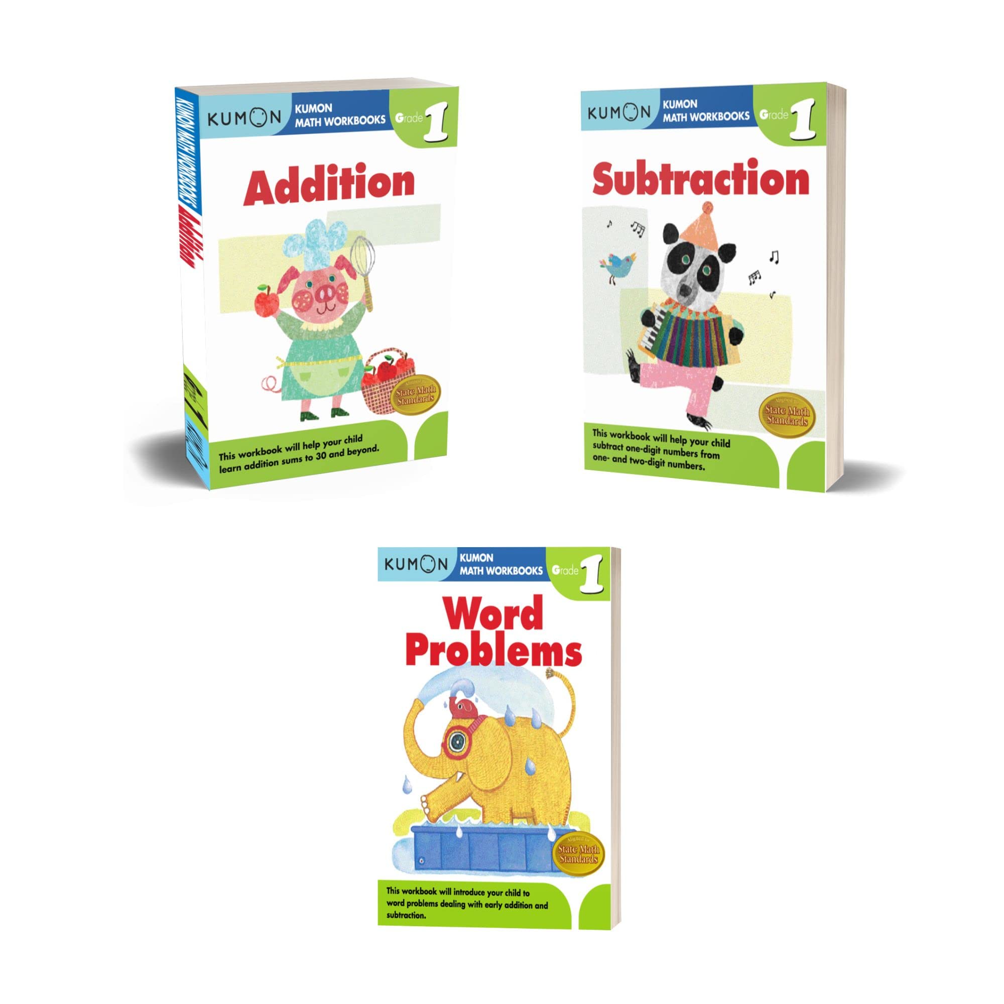 Kumon Grade 1 Set (3 workbooks) Addition, Subtraction, Word Problems by