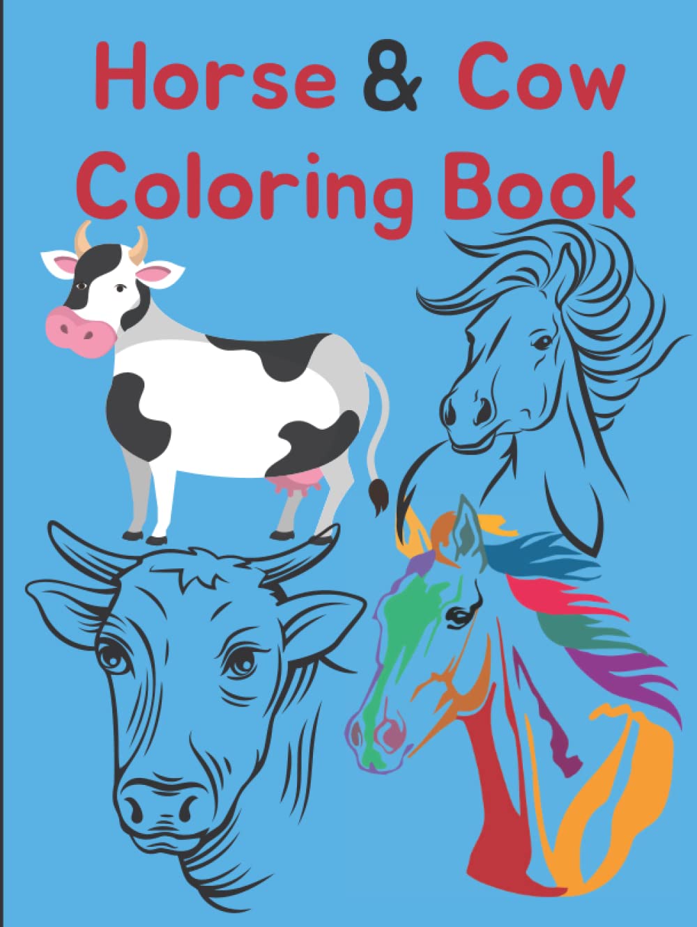 Horse & Cow Coloring Book: Farm Animals coloring book for toddlers ...