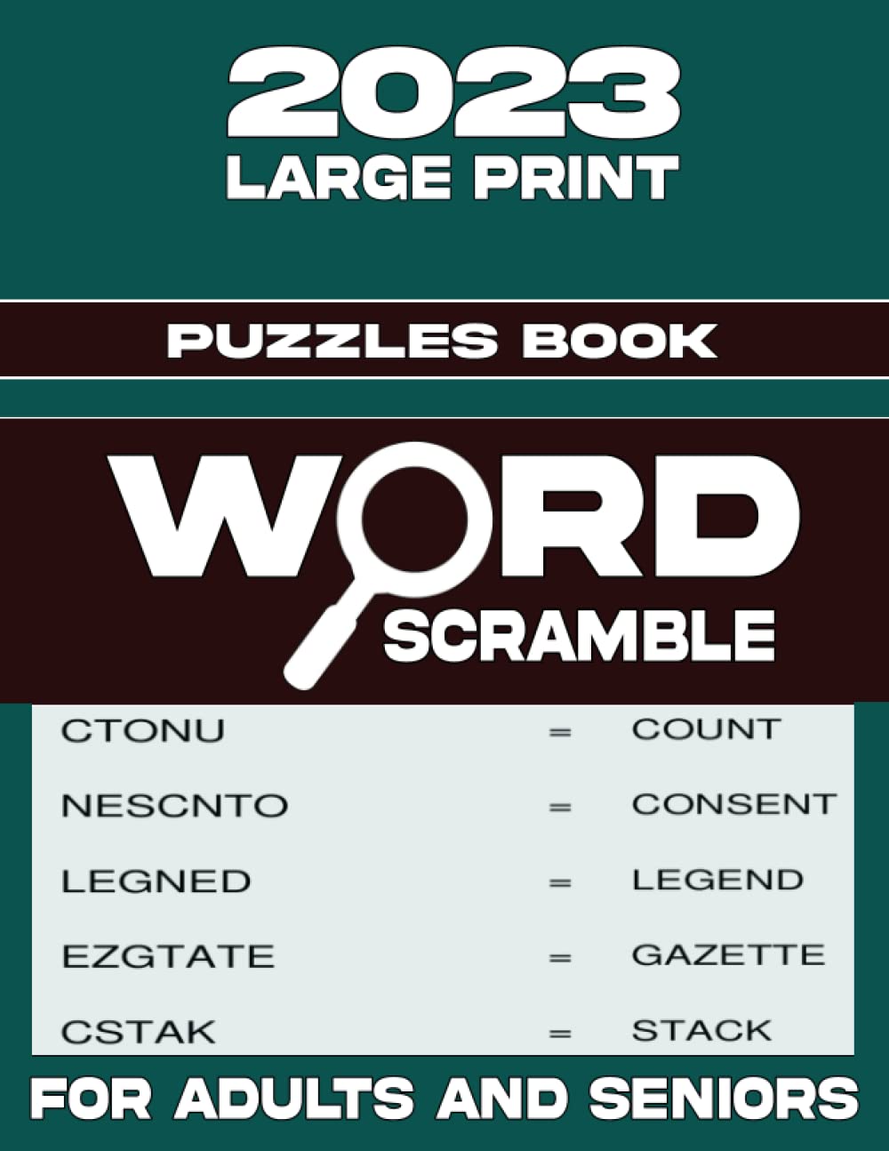 2023 Large Print Word Scramble Puzzles Book For Adults And Seniors