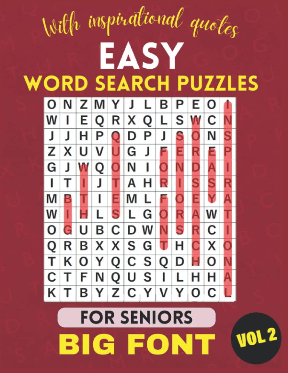 Easy big font word search puzzles for seniors with inspirational quotes