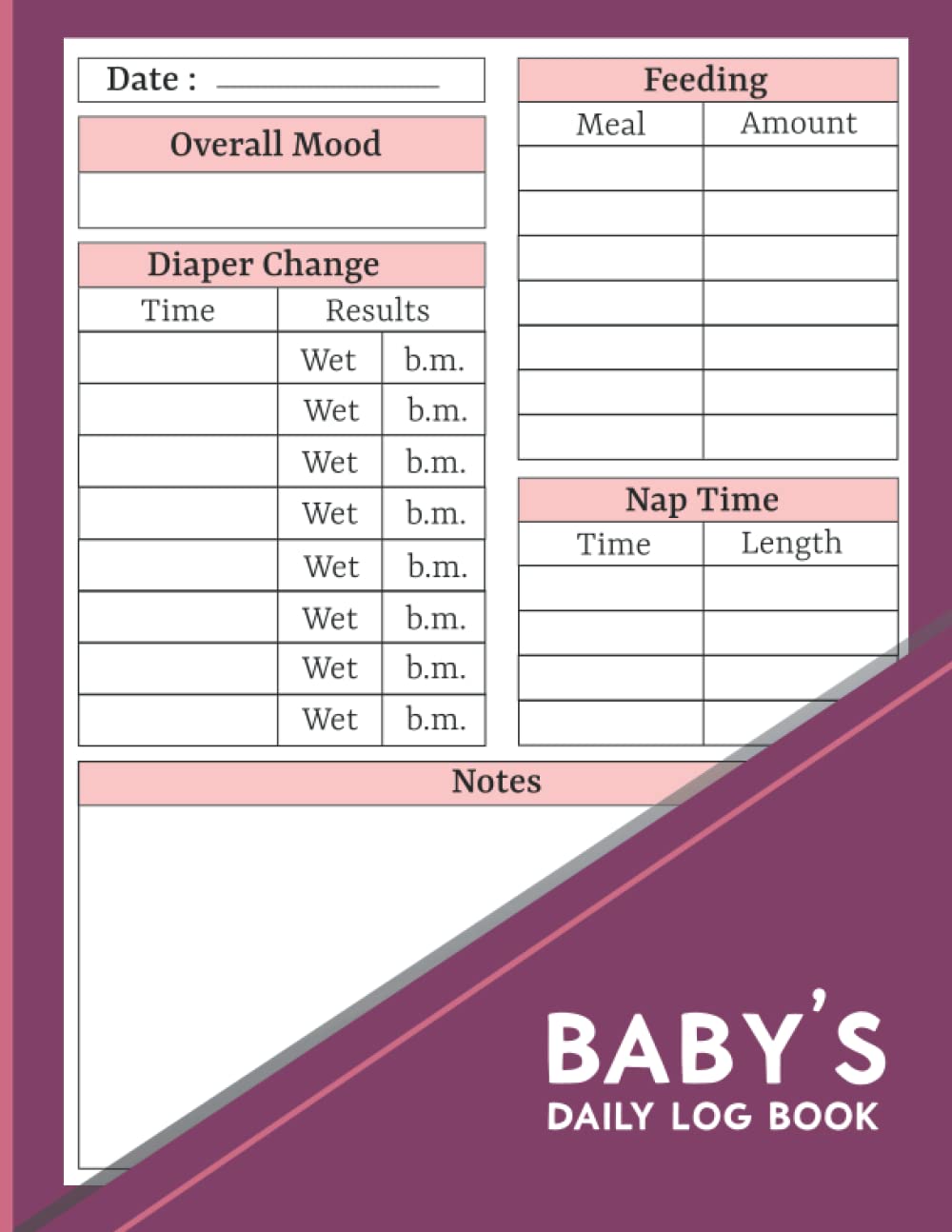 Baby Daily Log Book For newborns Nanny log book for infants