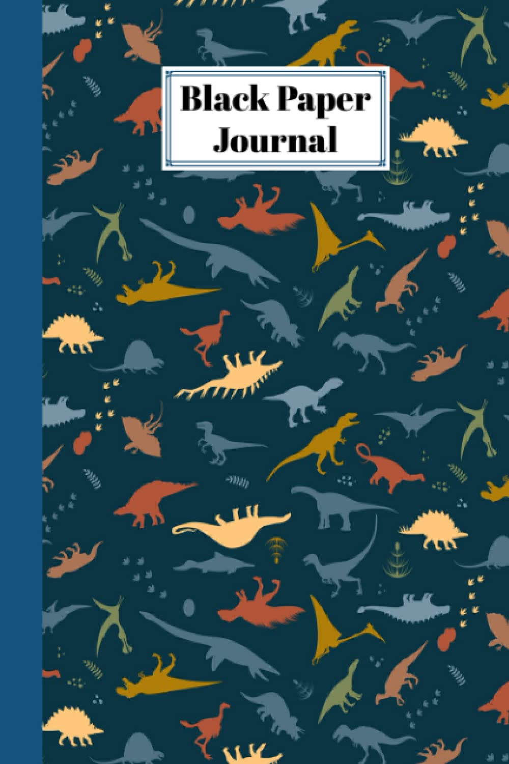 Black Paper Journal Black Pages Notebook Dinosaur Blue, Black Paper