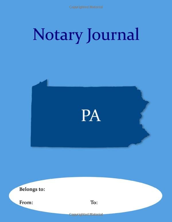 PA Notary Journal A Professional Notary Public Record Book With Large