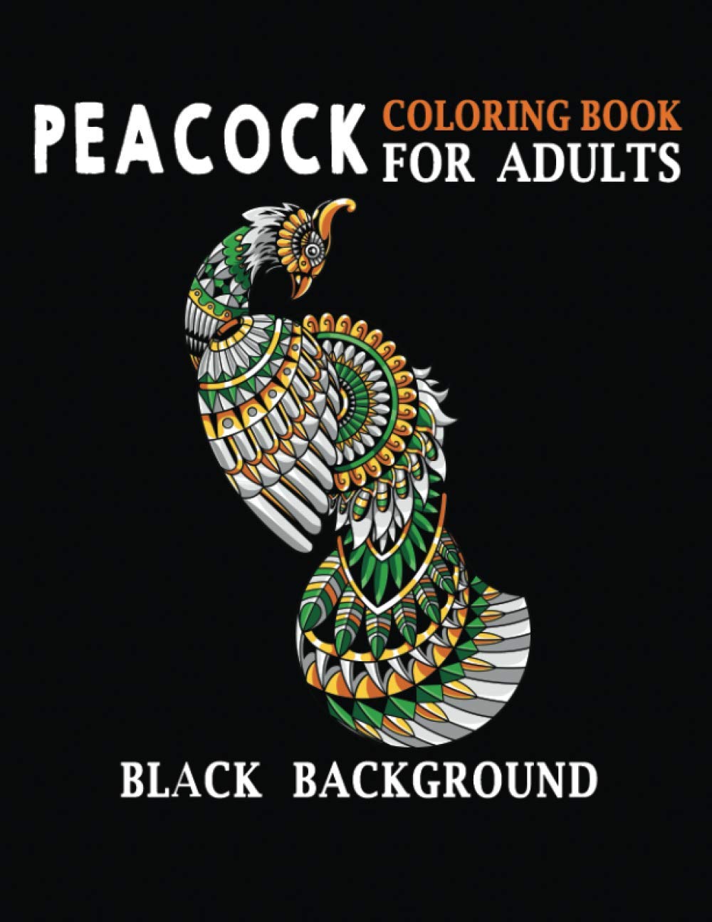 peacock-coloring-book-for-adults-black-background-stress-relieving-and