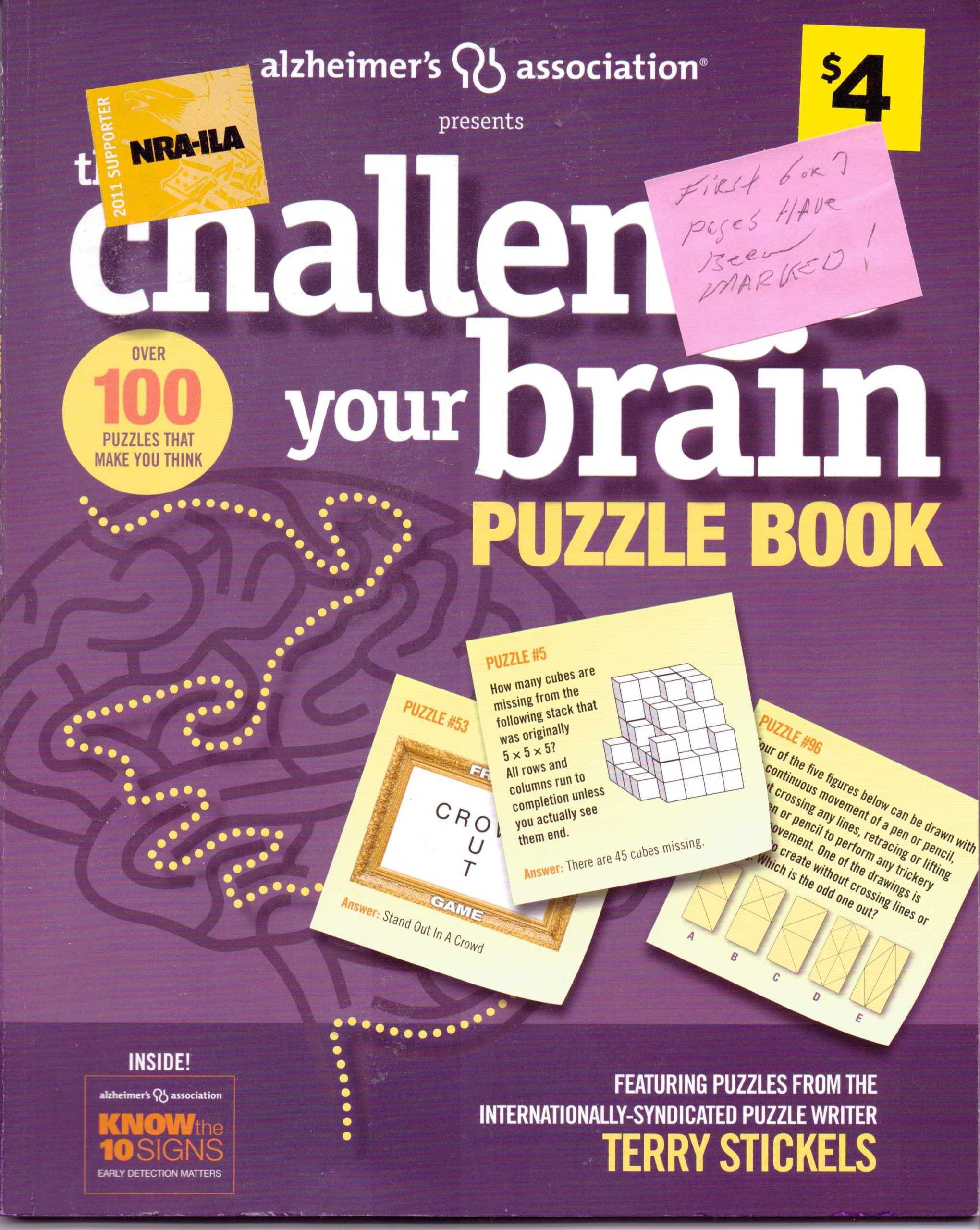 the Challenge your brain puzzle book Over 100 puzzles that make you