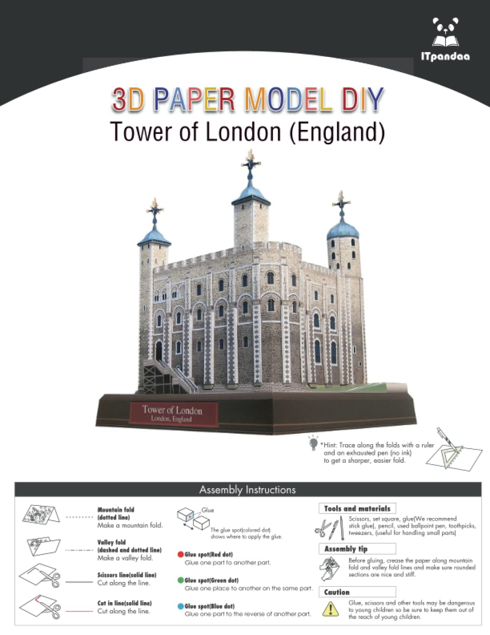 ITpandaa 3D Paper Model DIY [Tower of London] Papercraft for Adults and Kids (6+) 134 pieces