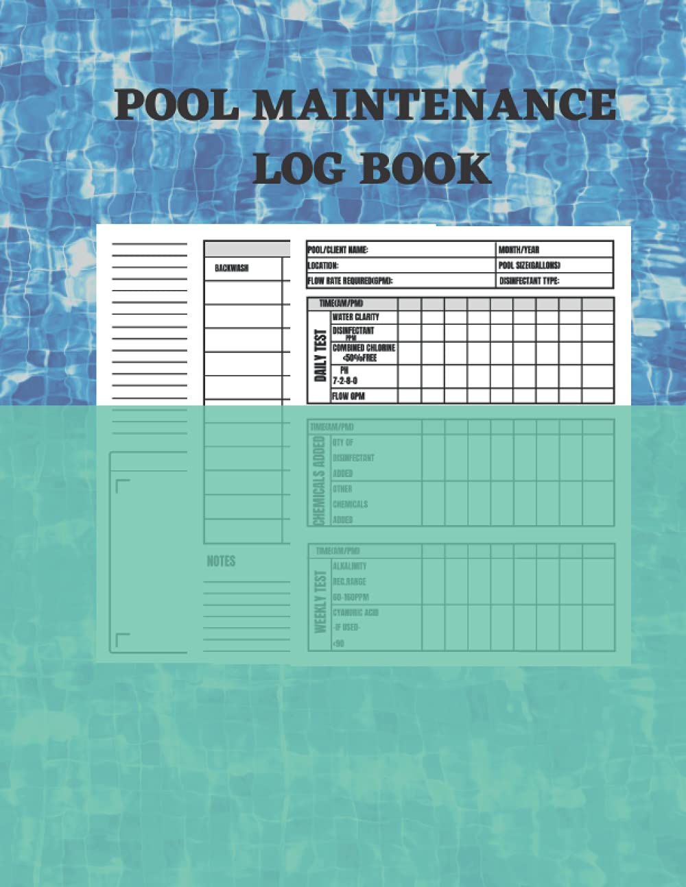 Pool Maintenance Log Book daily pool maintenance log book Swimming