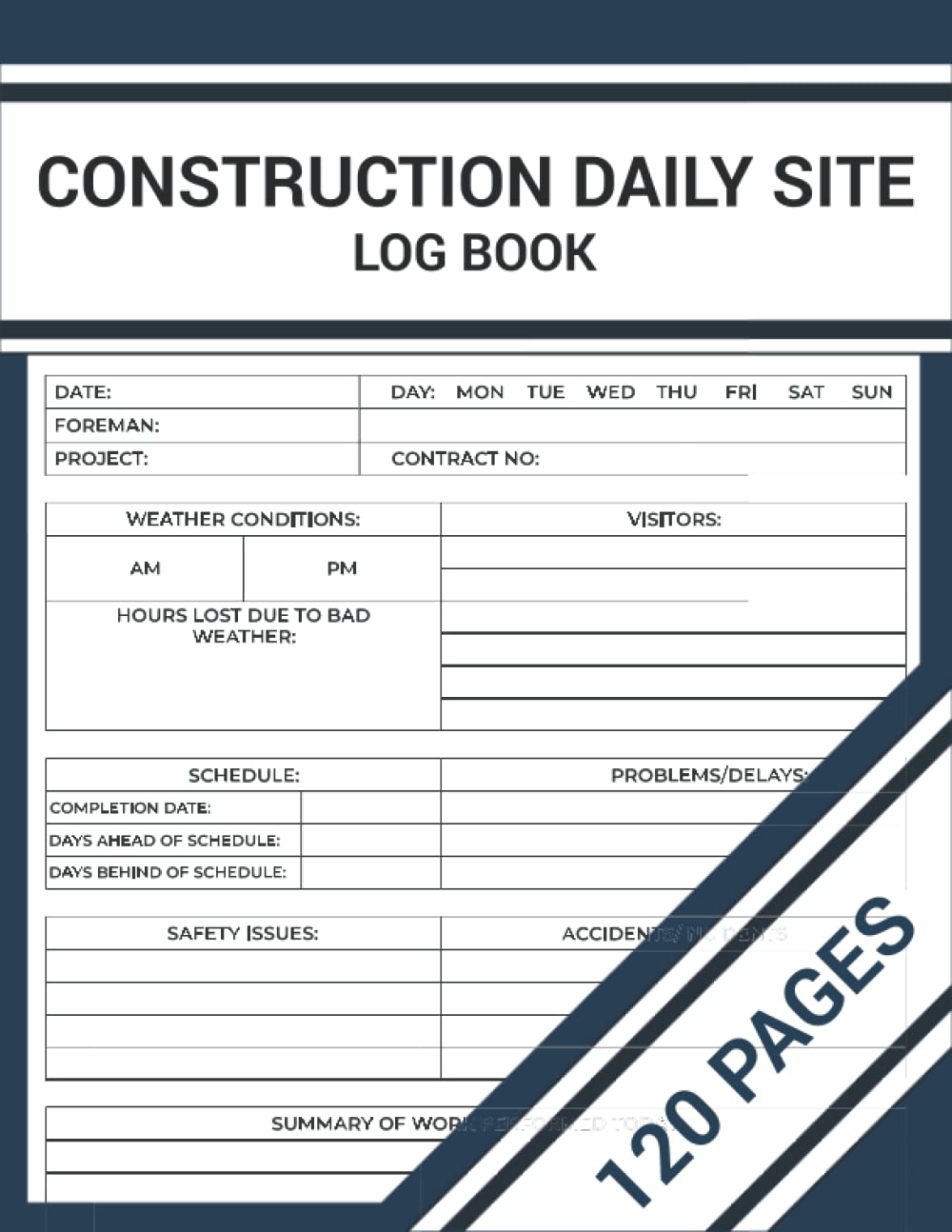 Construction Daily Site Log Book Construction Superintendent Daily Log