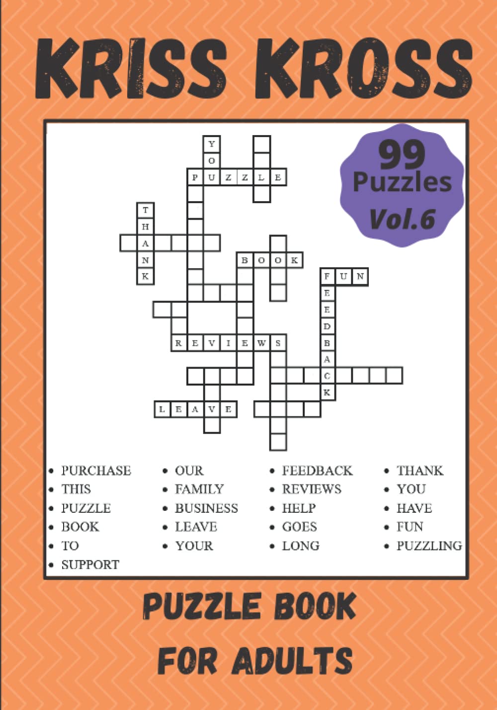 Kriss Kross For Adults: Criss Cross Puzzle Activity Book - 99 Puzzles - Vol.6 by RMS Store ...