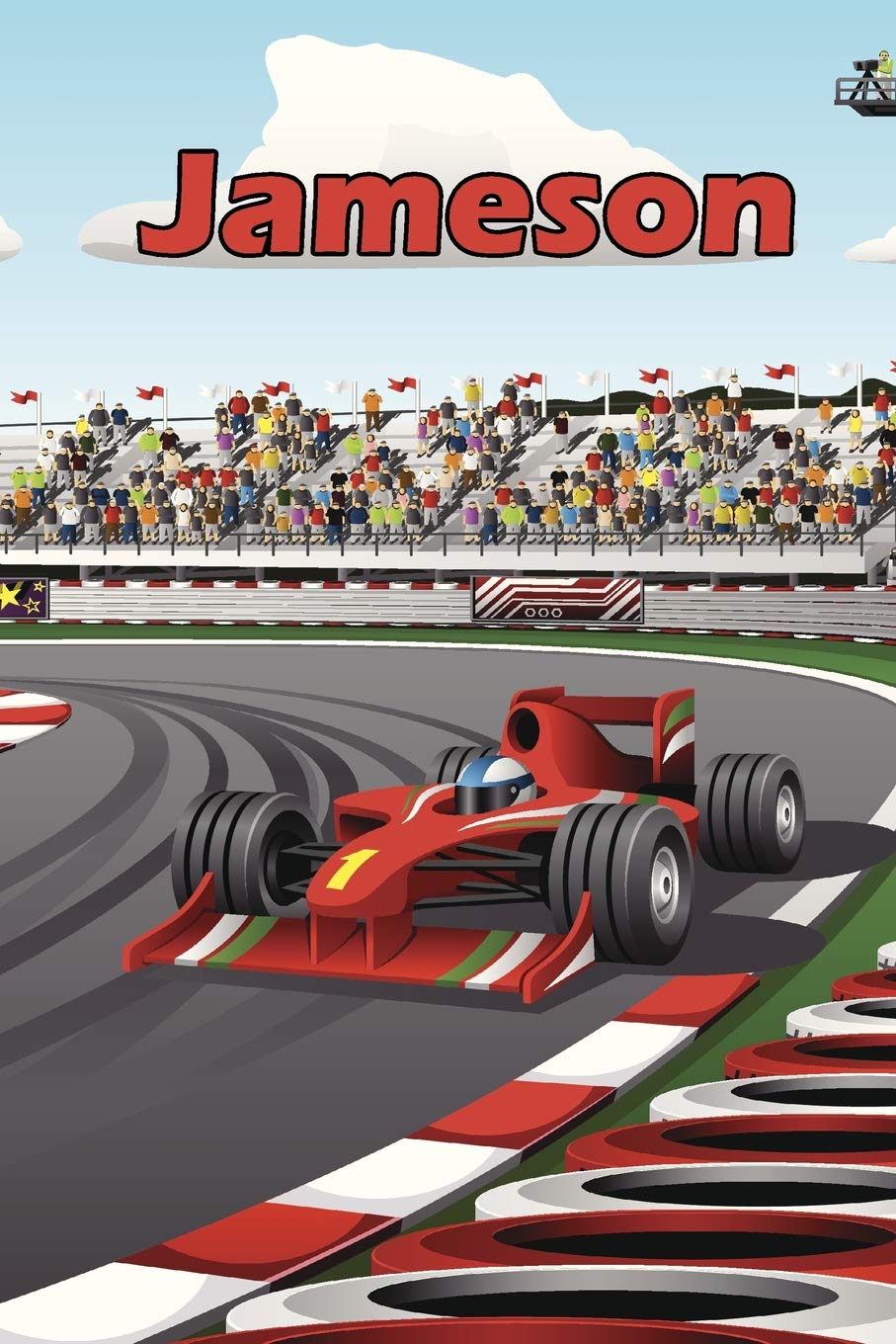 Jameson Personalized Racecar Draw and Write Practice Paper Journal, Diary Notebook,log