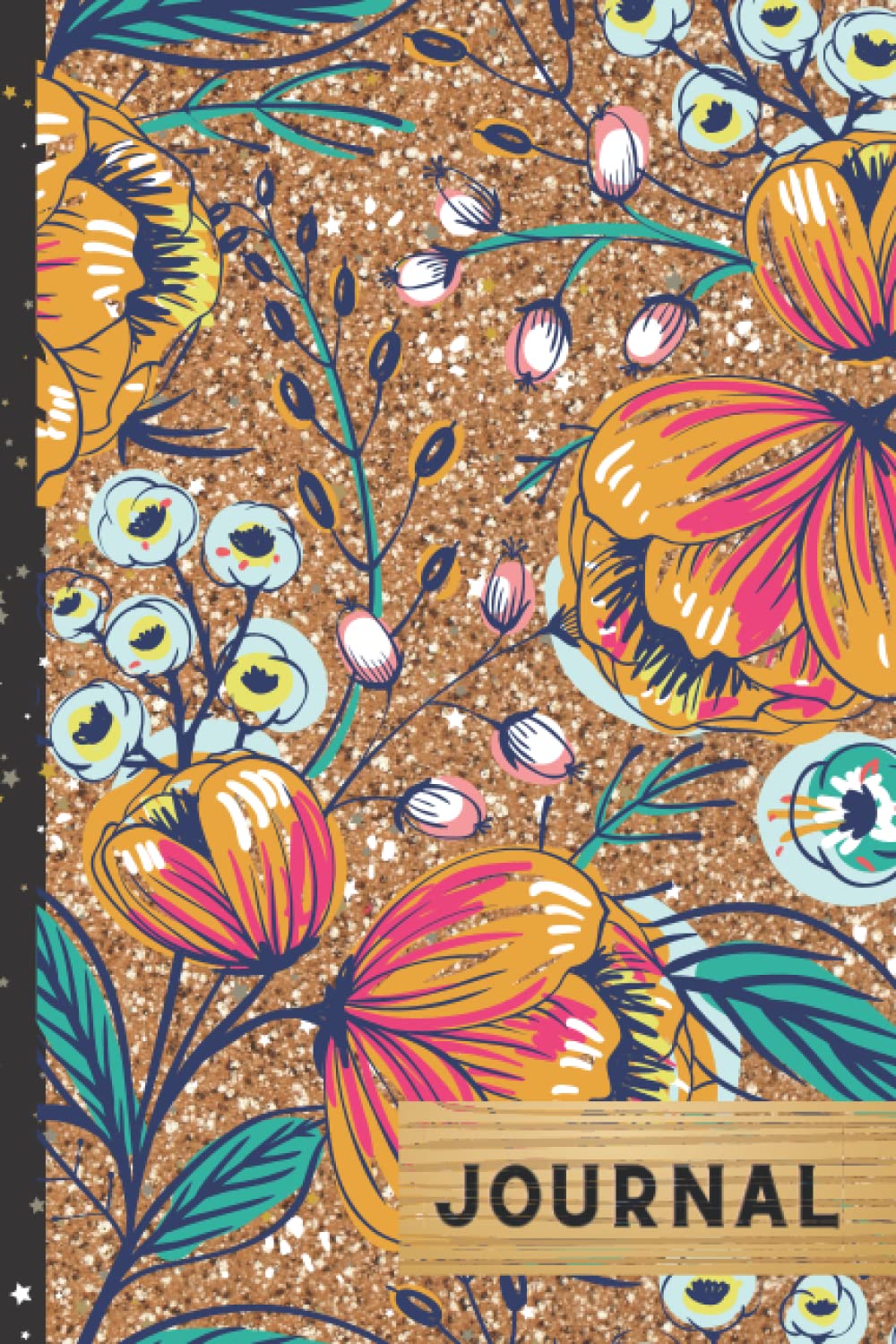 My Favorite Journal Notebook Journal Golden Glitter Flowers by M.E