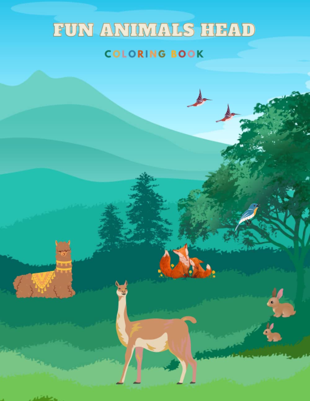 Fun animals head coloring book Animal coloring and drawing book for